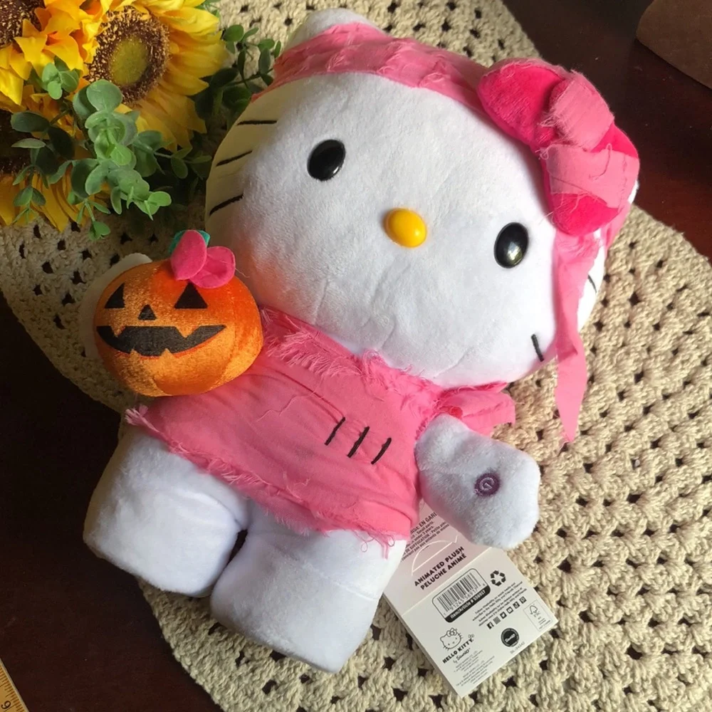 Pink and White Hello Kitty Halloween Plush with Pumpkin Side Stepper - Picture 7 of 8